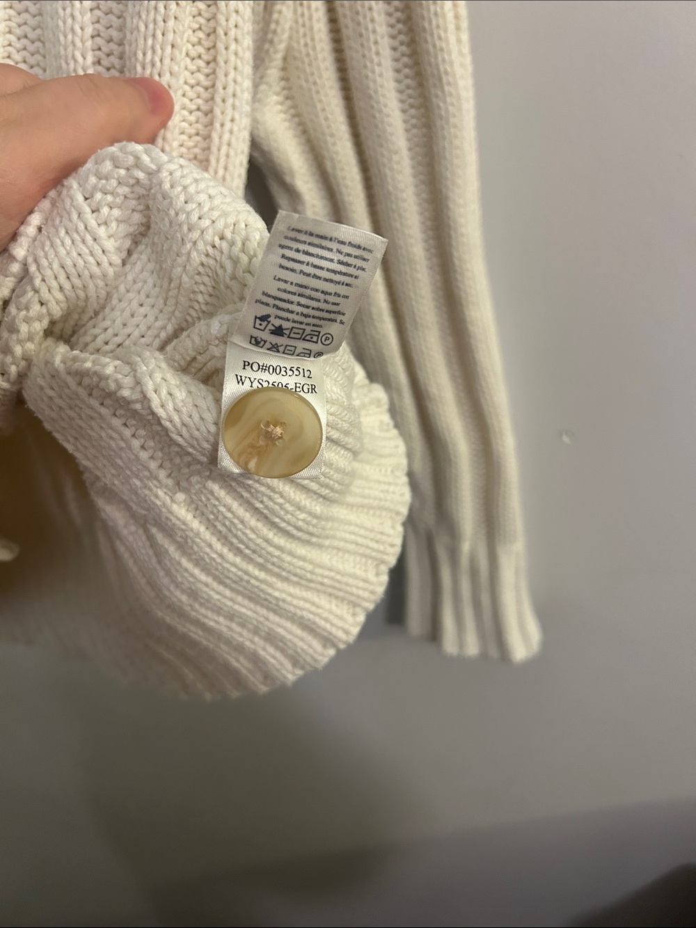 Ivory Ribbed V‑Neck Button Cardigan Sweater - Picture 3 of 5